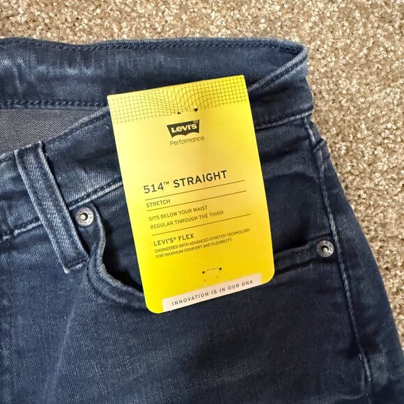 Levi's 514 Flex Straight Leg Jeans Mens 32x32 Blue Denim Cotton Stretch Low Rise - Picture 4 of 16